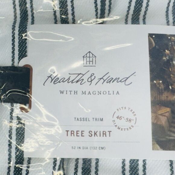 Hearth & Hand With Magnolia Green Striped Tree Skirt 46" - 58" Christmas NEW - Picture 6 of 10